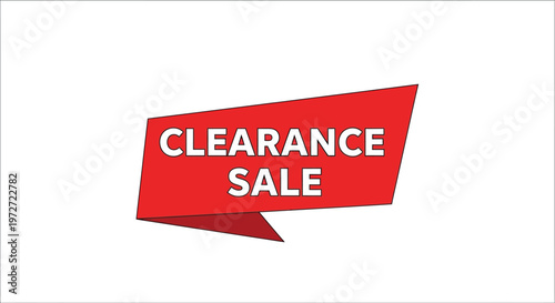 A bright red clearance sale banner against a plain white background