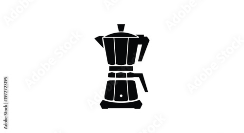 Simple black silhouette of a classic stovetop moka espresso coffee maker