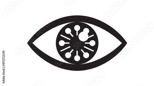 Eye Icon with Virus Infection Medical Health Warning Symbol Vector on Transparent Background