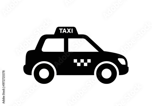 A perfect silhouette of a nice taxi car icon vector illustration of a taxi cab with checkerboard pattern on the side