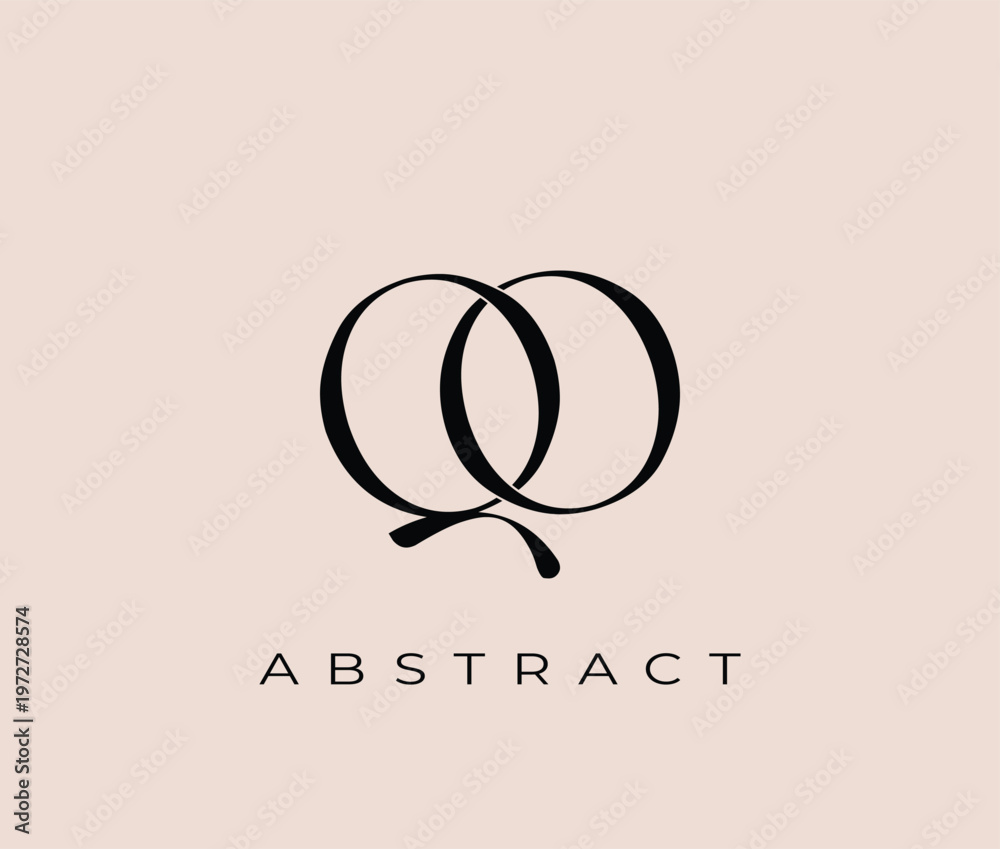 Fototapeta premium Abstract logo design with stylized letter Q on beige background