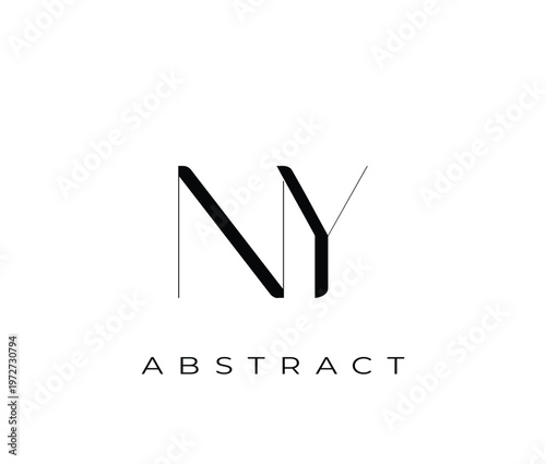 Modern abstract logo design with NY letters and text  minimalist style