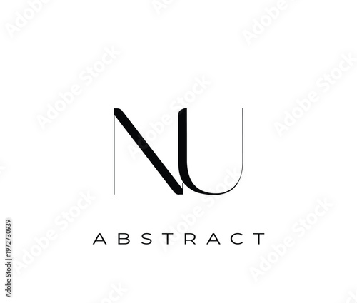 Nu abstract logo design with black letters on white background