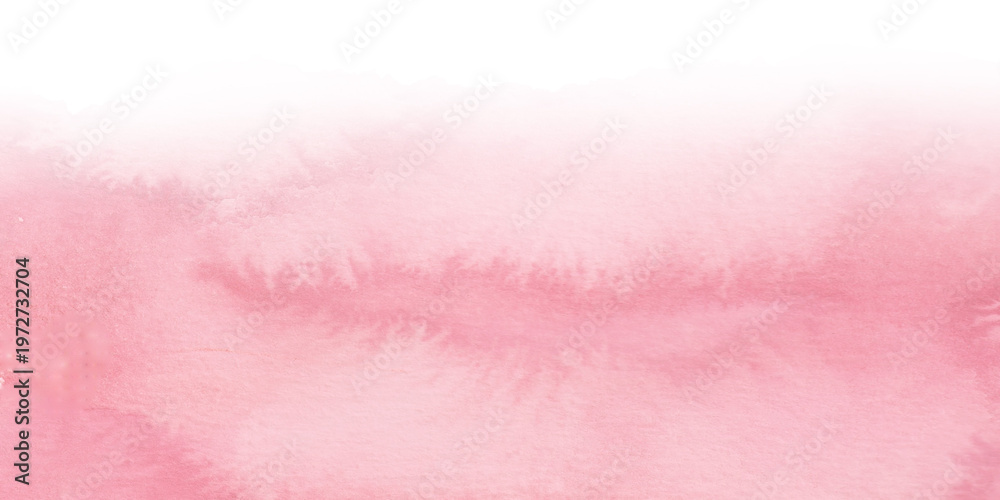 Fototapeta premium Soft Rose Pink Watercolor Center Band – Horizontal Banner Background with Organic Texture
