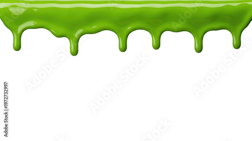 Photos Green slime dripping border isolated. Toxic goo texture mockup.