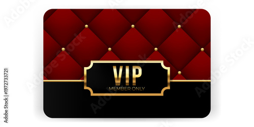 VIP card. VIP membership card with a carriage-style effect. Red background. Elite background. Editable vector template.