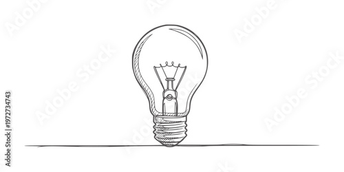 Hand drawn of a light bulb a horizontal line lightbulb concept idea innovation creativity