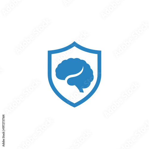 Brain protected by shield logo symbol.