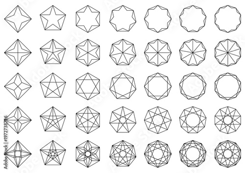 線で描いた多角形セット