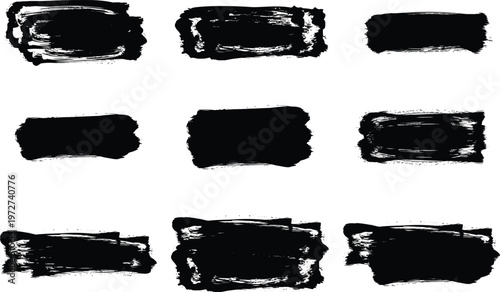Abstract black brush strokes collection artistic textures and shapes for graphic design projects