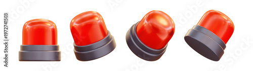 Canvastavla 3D emergency siren icon set in different angles
