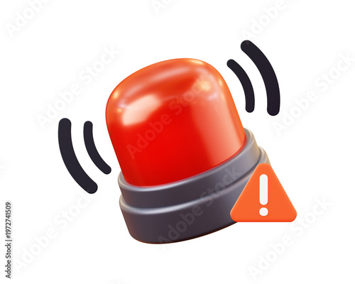 Fotografie 3D emergency siren icon with warning symbol