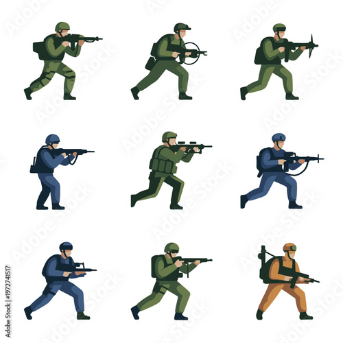 Soldiers in combat illustration.