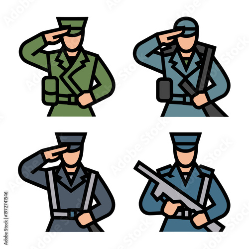 Soldiers in Uniforms Salute with Respect.