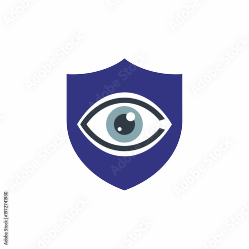 Blue shield with eye protection symbol.