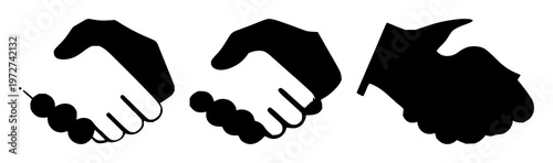 Neighbor handshake icon set with a single solid black icon on a white background featuring handshake, community, cooperation with solidarity and friendliness