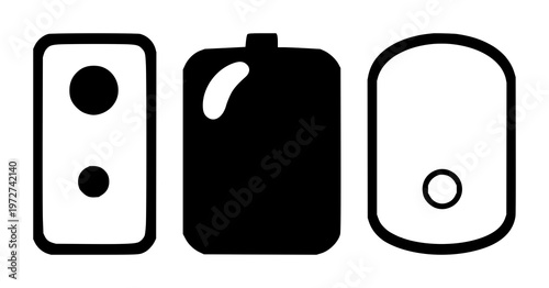 Doorbell icon set with solid black icon, white background featuring doorbell, icon, graphic, vector with minimalism and line art