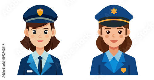Two female police officers in uniform ready to serve and protect
