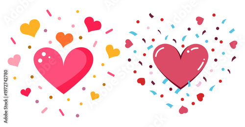 Pink hearts confetti celebration romantic love festive design