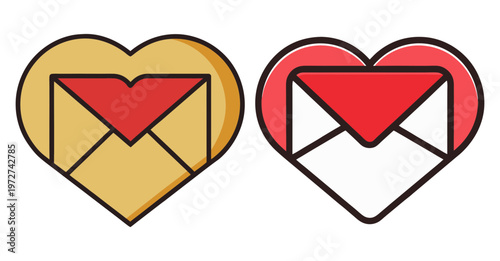Heart envelope icons showing love mail communication symbols