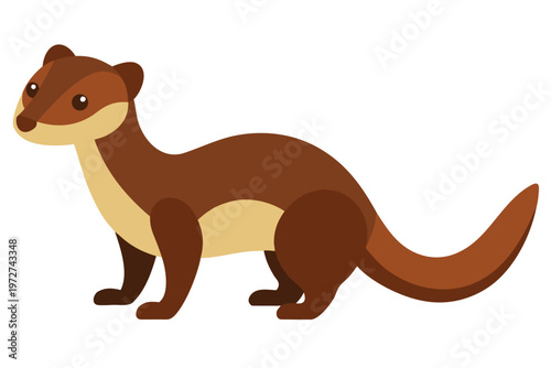a small weasel  flat cartoon design  brown tones