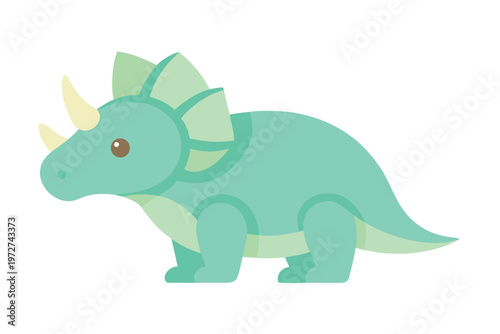 a small triceratops dinosaur  flat cartoon style