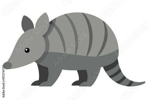 a cute armadillo  flat cartoon style  gray tones