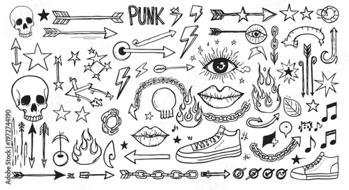 Dynamic Assortment of Hand-Drawn Doodle Elements for Creative Designs