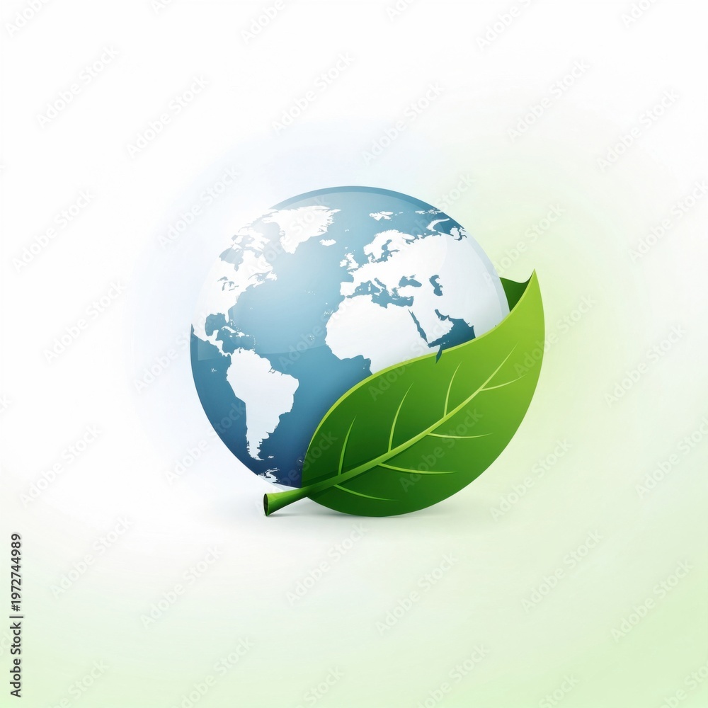 Obraz premium earth globe with green leaf eco concept