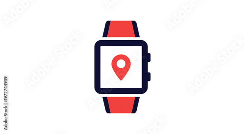 Smartwatch with location pin icon on screen, representing GPS tracking or navigation functionality.