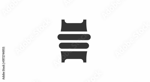 Abstract minimalist dark grey segmented design element on a clean white background, resembling a modern connector or watch strap component.