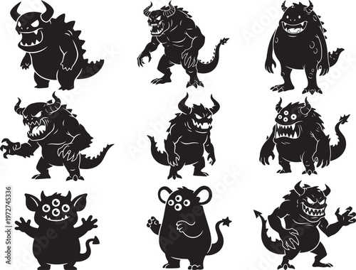 Fantasy Monster Characters in Playful Cartoon Style