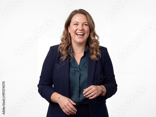 Professional Businesswoman Laughing Joyfully Isolated on White Background. Generative AI