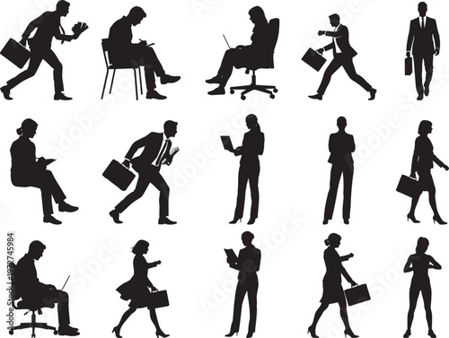 Corporate Employees Performing Daily Workplace Tasks