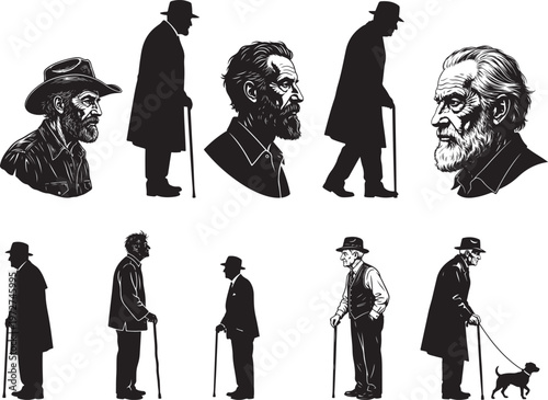 Elderly Man Standing with Slight Lean Posture