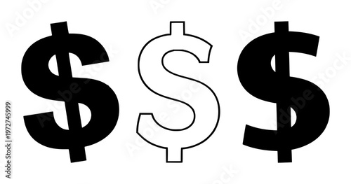 Profit margin dollar icon set with minimal black silhouette design featuring profit symbol, dollar sign, financial indicator with business and revenue
