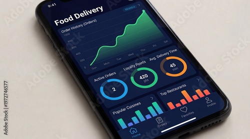 Mobile App Interface for Food Delivery Business Analytics and Performance Tracking