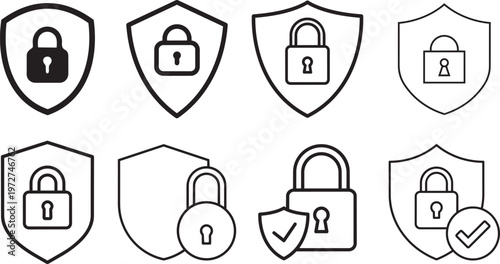 Security Icons: A collection of various security shield icons. Representing safety and protection. A visual summary of securing digital assets.png