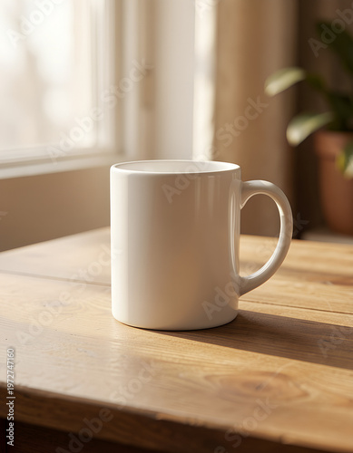 White Ceramic Mug on Table