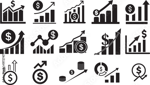 Financial Growth Icons: A collection of various financial growth icons, representing upward trends in financial markets, economic expansion, and investment success.png