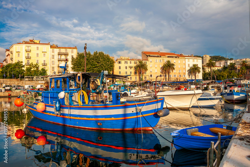 Bild auf Leinwand Tino Rossi Marina and Fishing Port, Ajaccio, corsica island, France