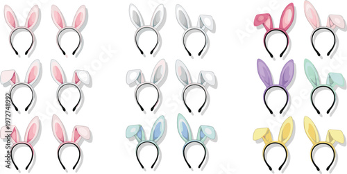 Cute Bunny Ears Headbands Set in Various Colors and Styles for Easter, Festivals, and Cosplay