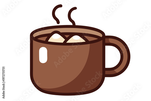 a hot chocolate mug with marshmallows  flat cartoo