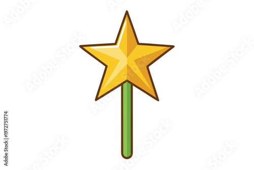 a glowing star topper  flat cartoon design  simple