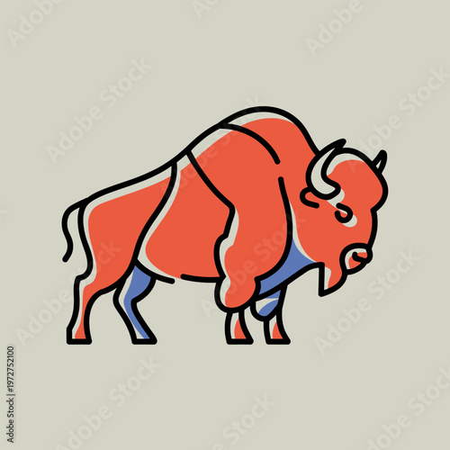 Stylized bison outline art