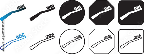 Modern toothbrush icon black and color.