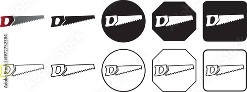 Modern handsaw icon black and color.