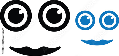 Title cartoon face with expressive eyes and a smile minimalist design description a simple cartoon face features large varied eyes and a