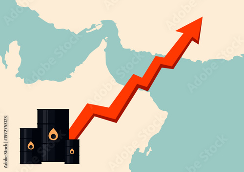 Rising Oil Prices and Strait of Hormuz Map Concept, Global Energy Crisis and Supply Risk Illustration