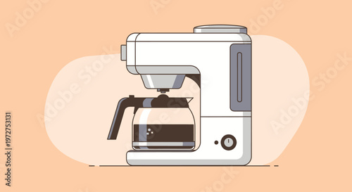White Coffee Maker with Black Handle.